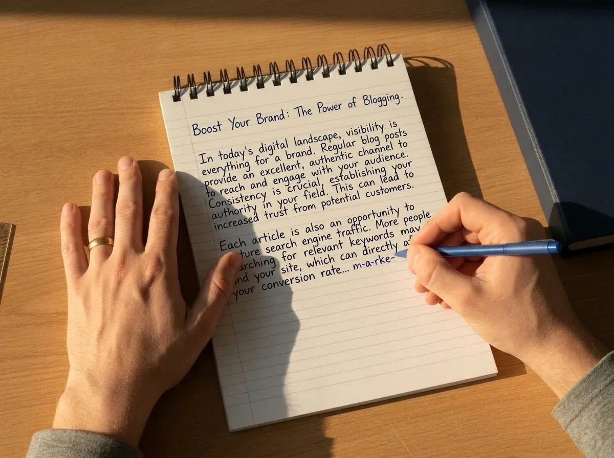 Hände, die beim Launch-Day-Review Punkte in einem Notizbuch abhaken