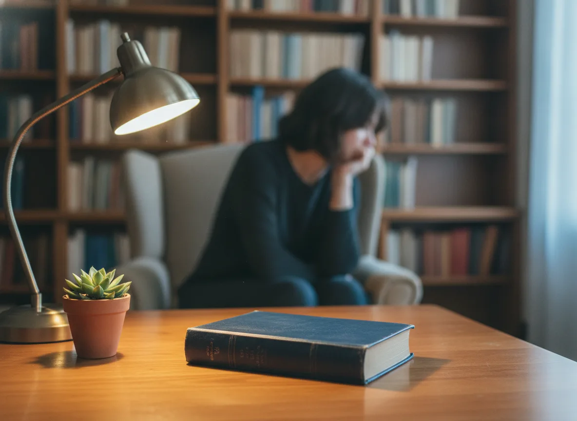 Quiet library reading nook with books suggesting thoughtful long-form content planning