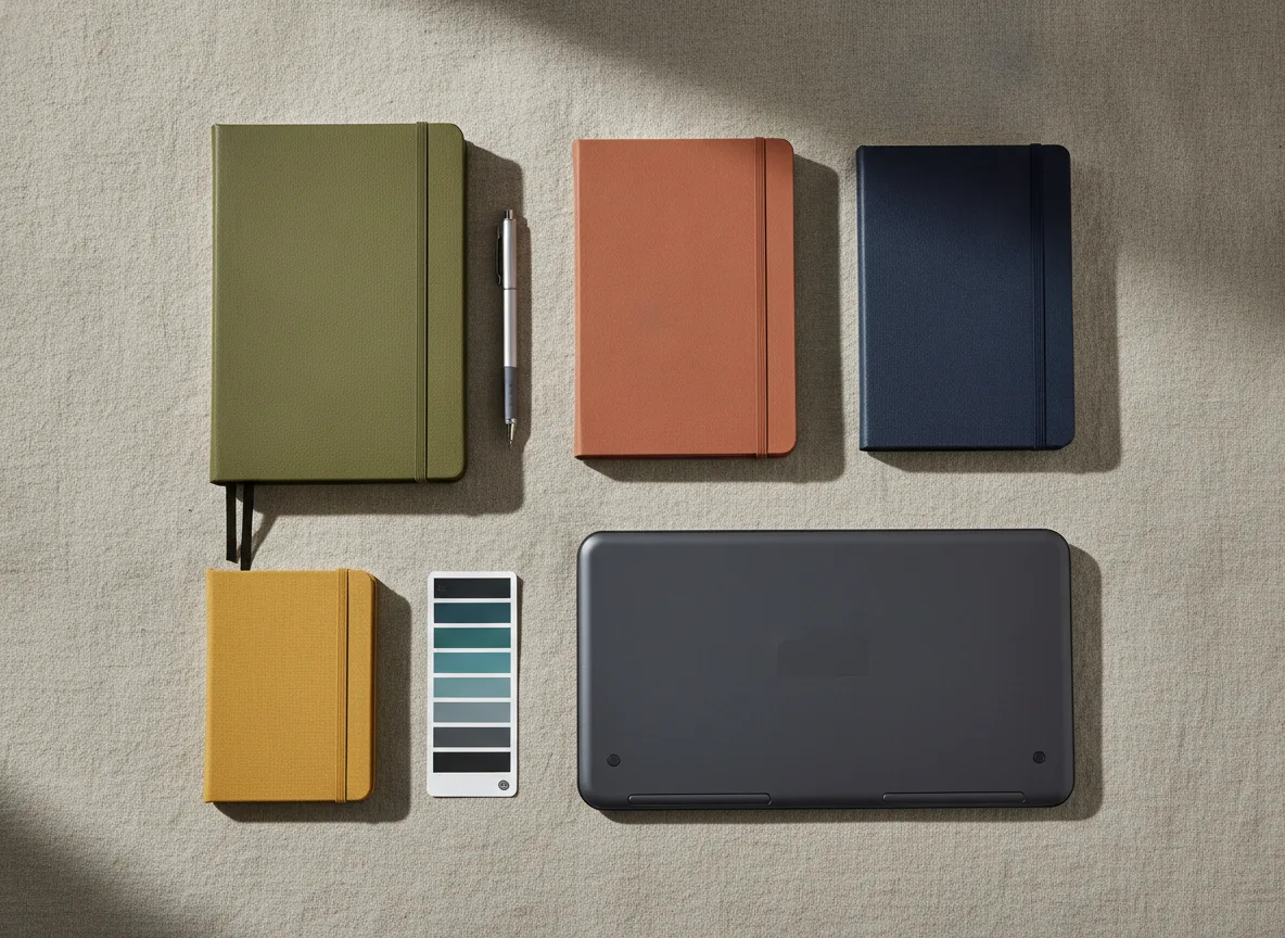 Assorted notebooks and keyboard laid out suggesting platform choices for bloggers